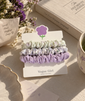 Lavender Floral Scrunchies – Set of 3