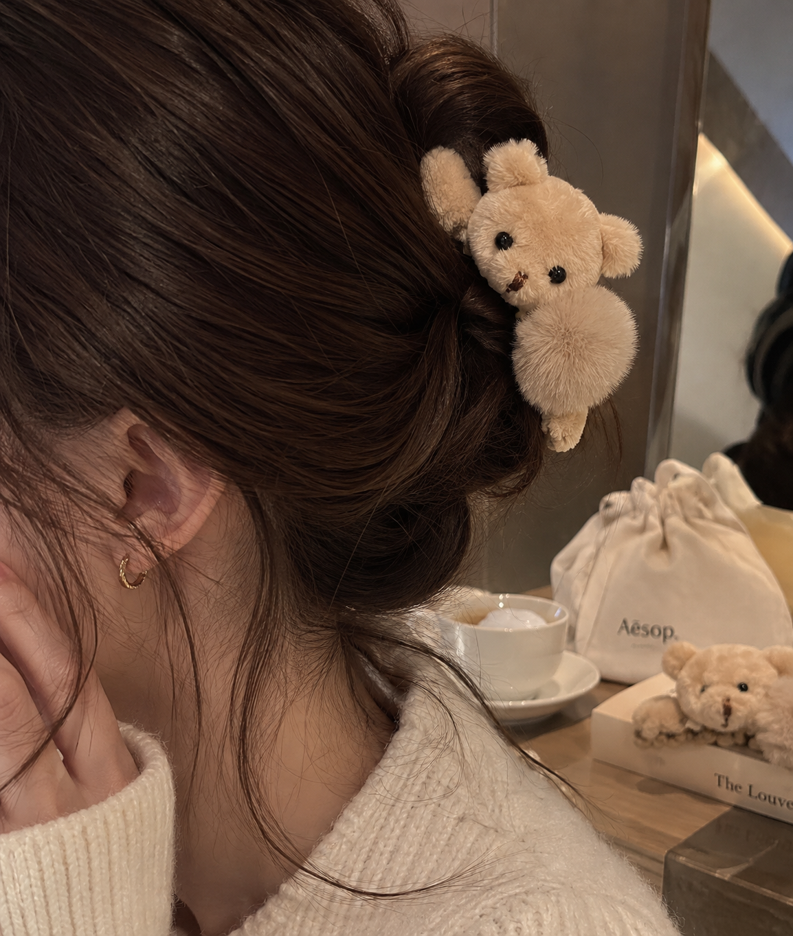 Cozy Teddy Bear Hair Clip