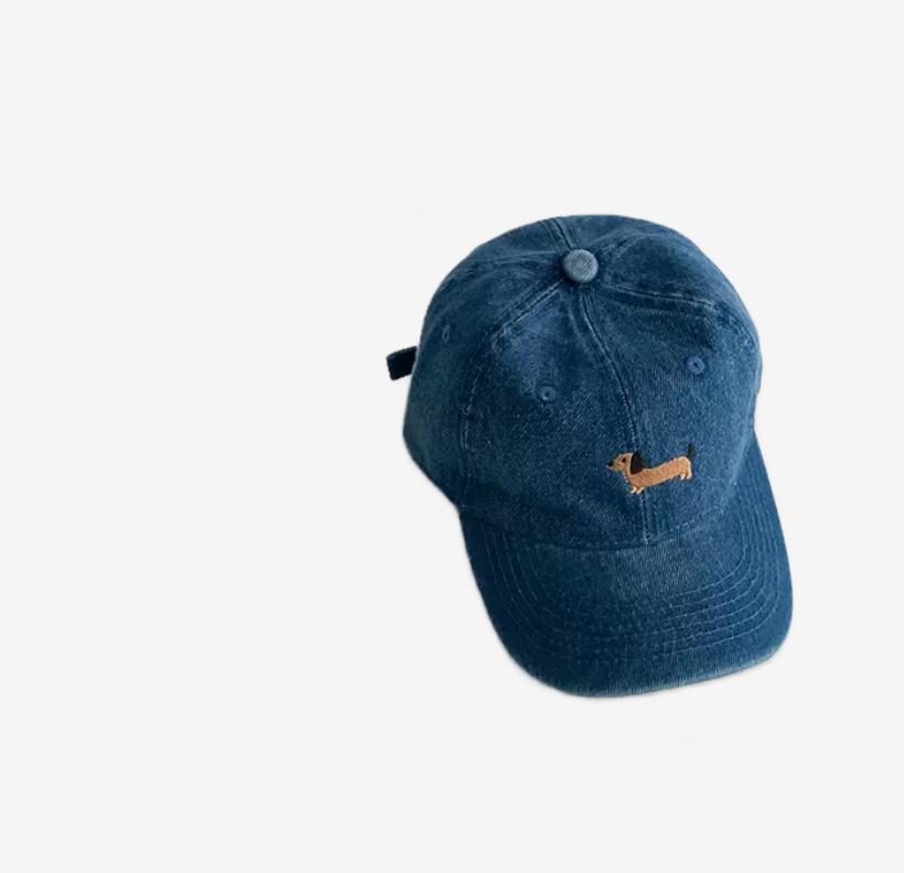 Denim Dachshund Embroidered Cap