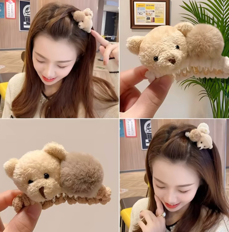 Cozy Teddy Bear Hair Clip