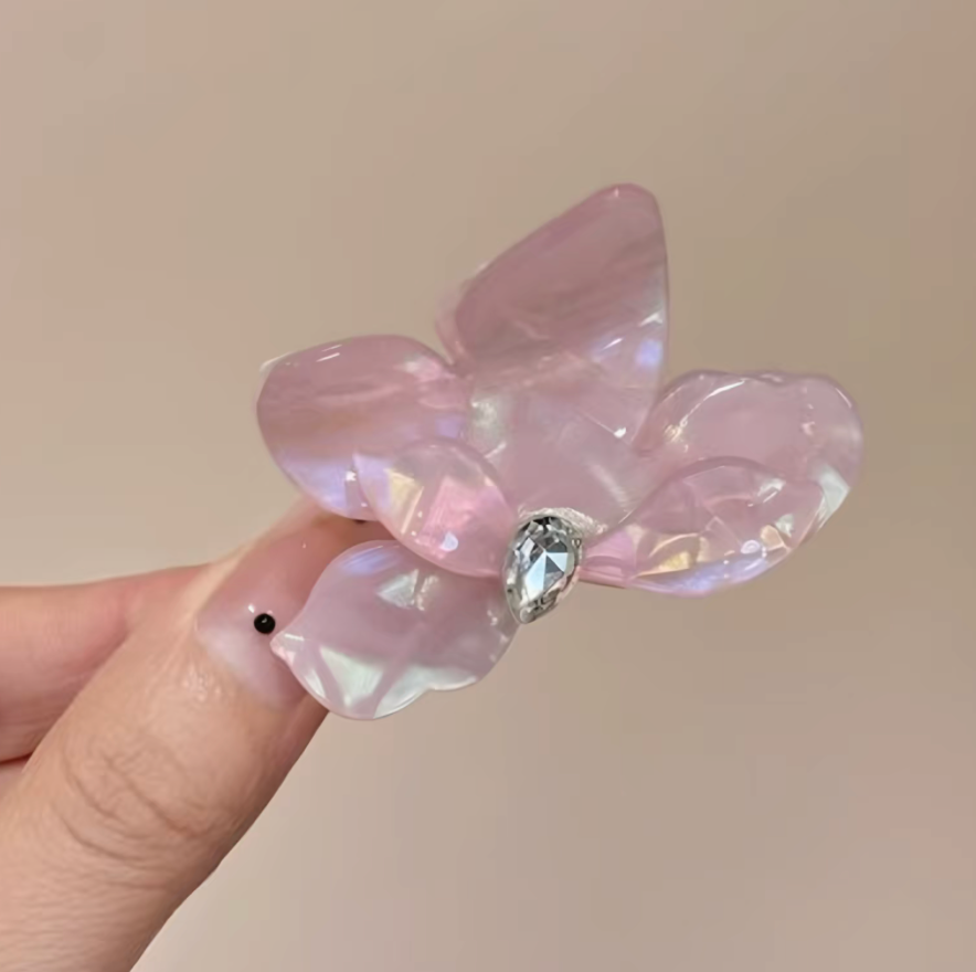 Blush Butterfly Crystal Hair Clip