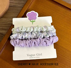 Lavender Floral Scrunchies – Set of 3