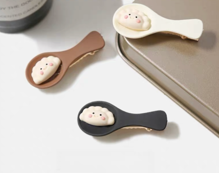 Cute Dumpling Spoon Hair Clips – Set of 3